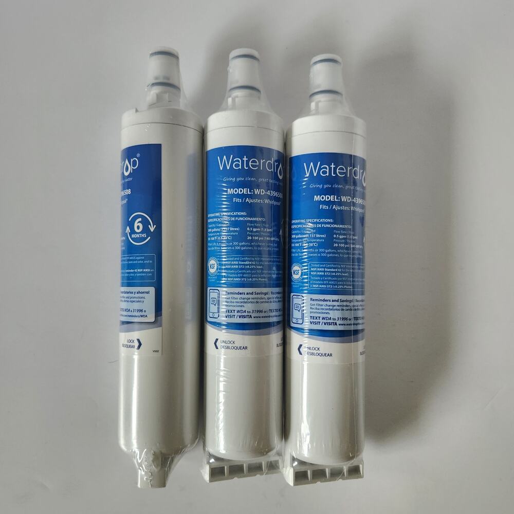 New! Sealed Waterdrop Model WD-4396508 Water Replacement Filters x3 Whirlpool